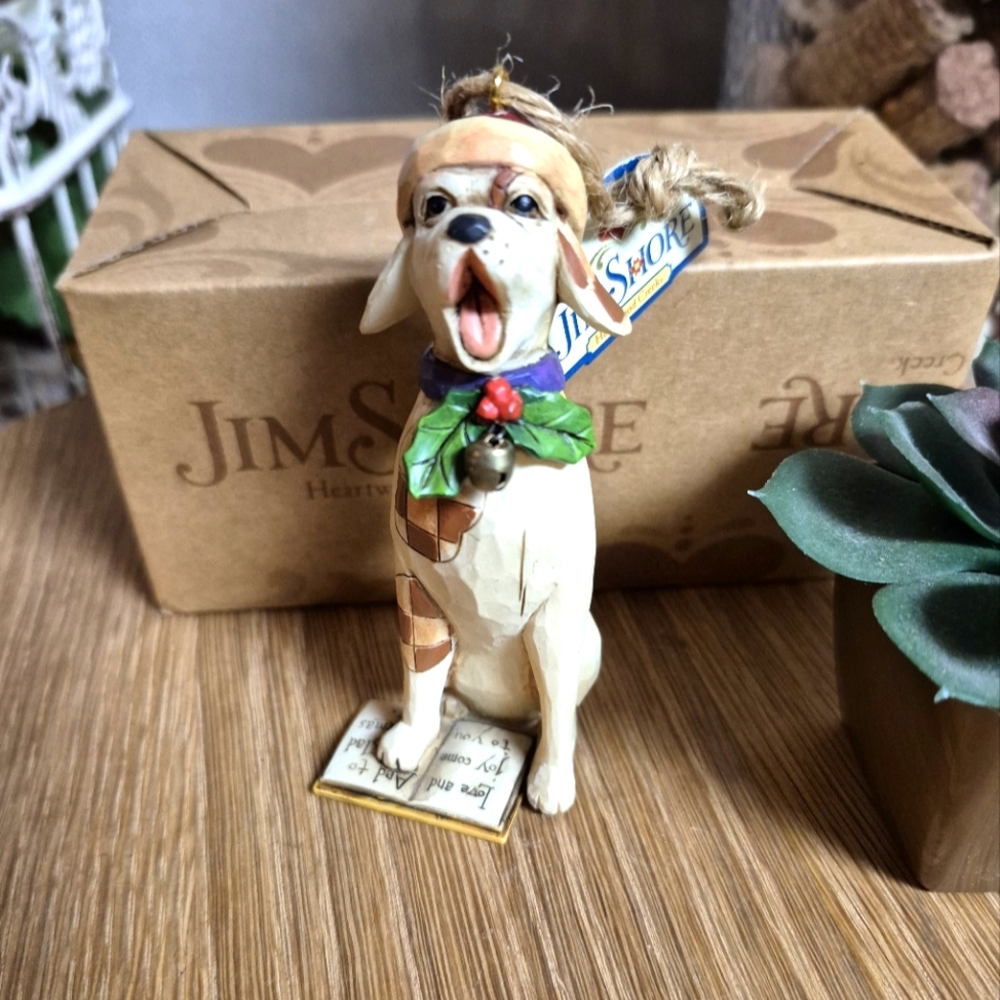 New Jim Shore Heartwood Creek 2008 Christmas Caroling Yellow Labrador Ornament